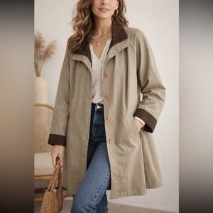 Gallery from Anthropologie Zip/Button Up Trench Coat size Petite Medium Women’s